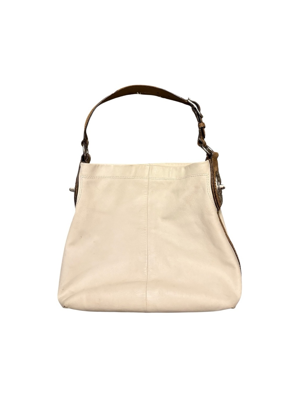 COACH Beautiful Ivory Leather Hobo/ Shoulder Bag with Brown Snakeskin Strap
